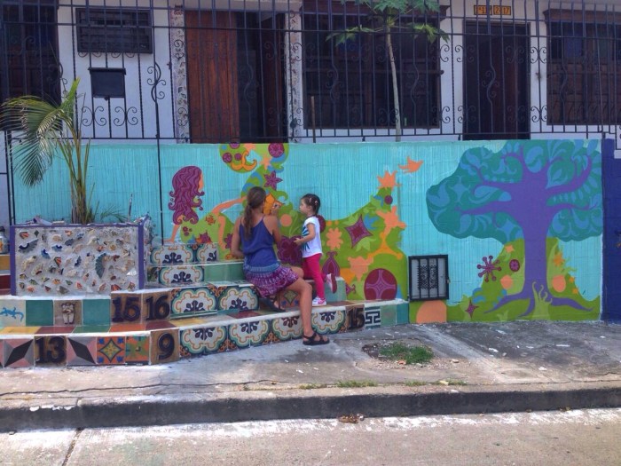 Pachamama Mural in Cali (little girl) by Gigi Douglas