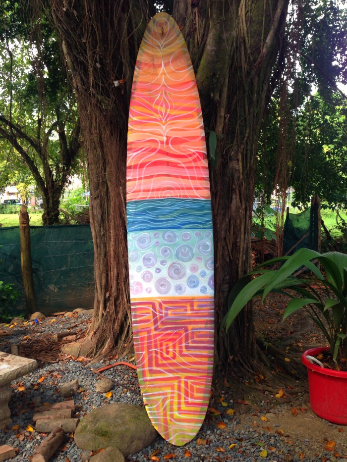 Costa Rican Sunset Surfboard Art by Gigi Douglas